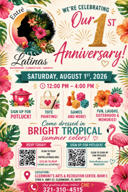 RSVP - Entré Latinas 1st Anniversary Celebration | Central Florida ☀️🌺